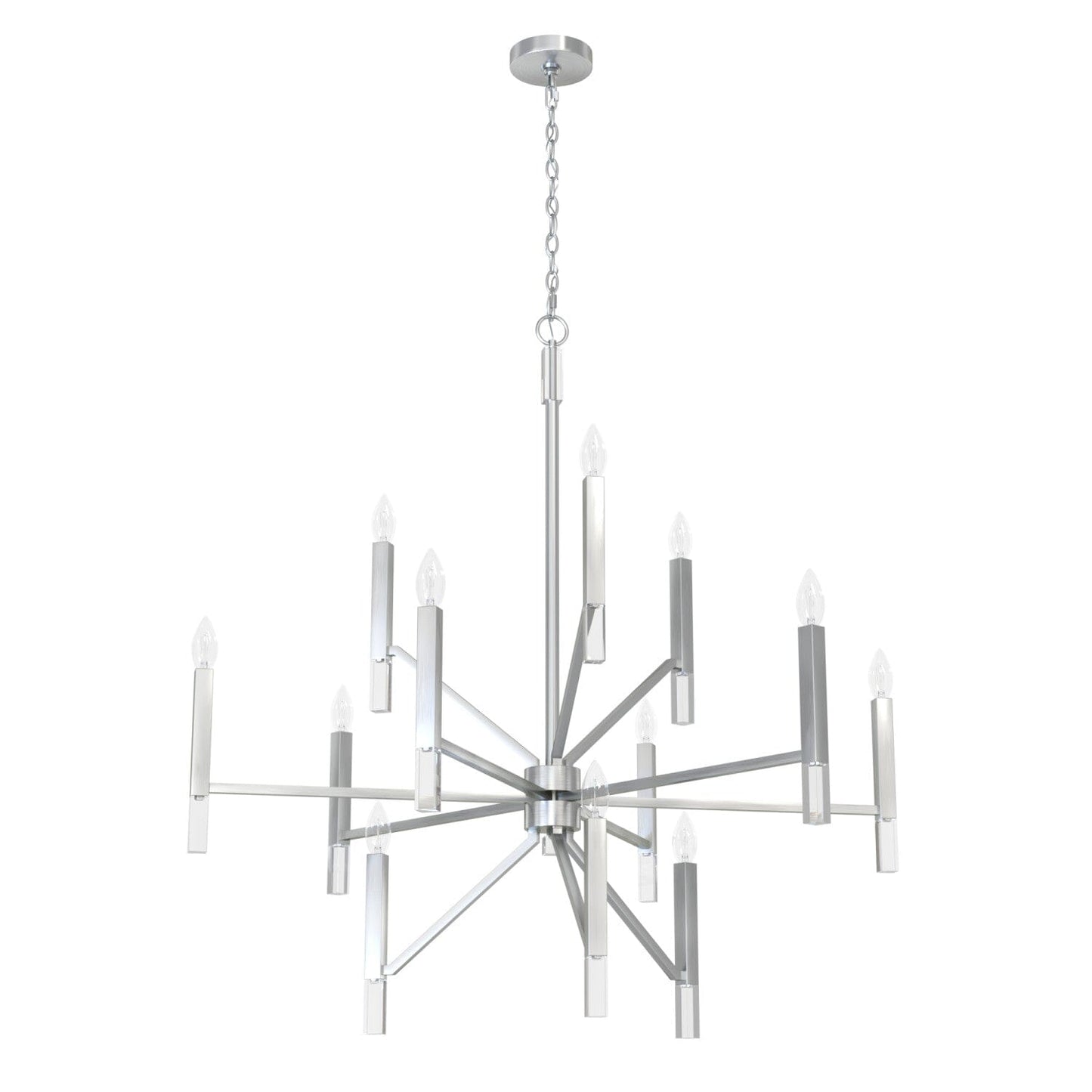 Sunjai 12 Light 3-Tier Chandelier Lighting Hunter Brushed Nickel - None 