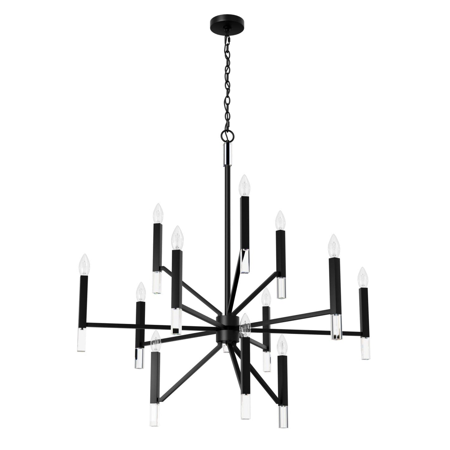 Sunjai 12 Light 3-Tier Chandelier Lighting Hunter Matte Black - None 