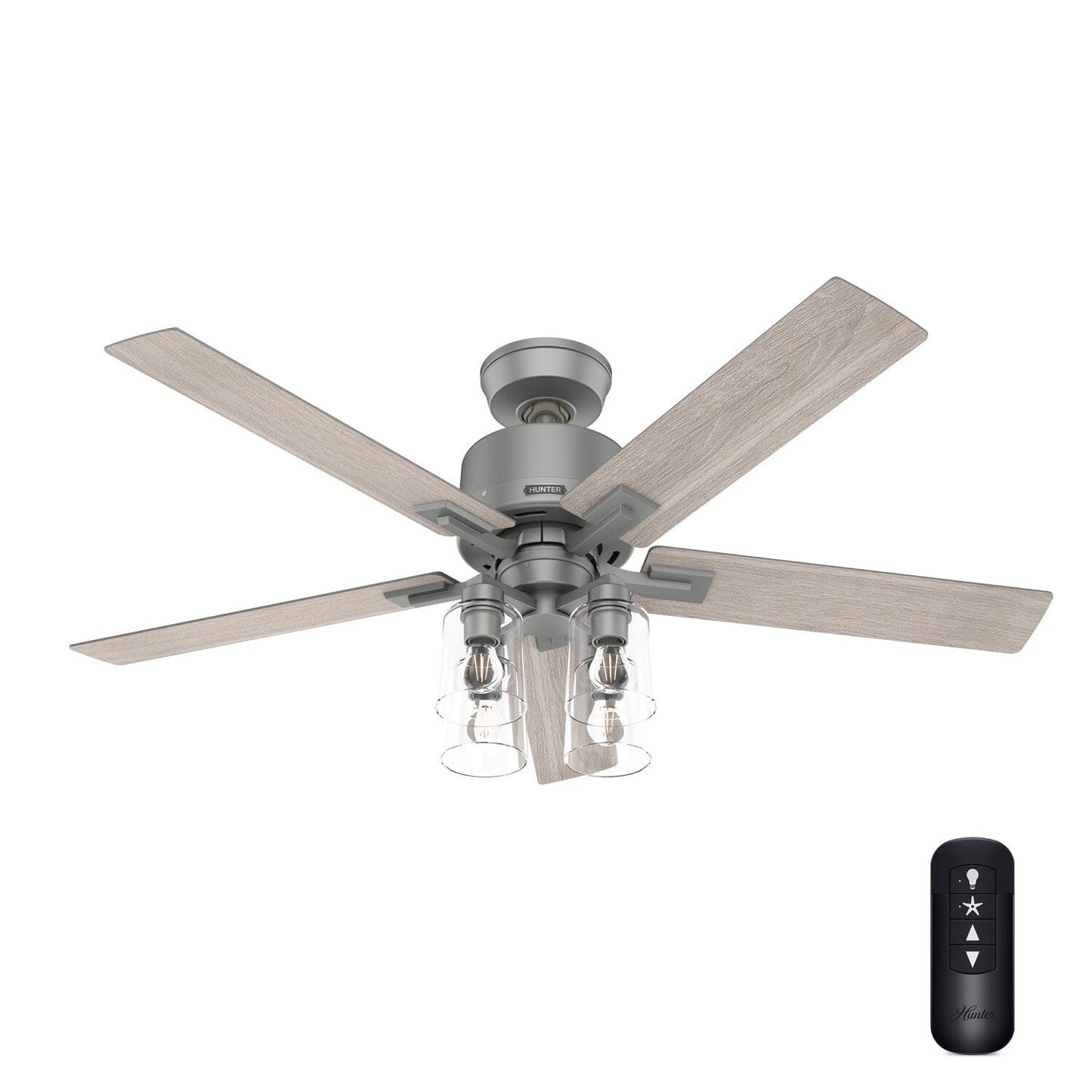 Techne with 4 Lights 52 inch Ceiling Fans Hunter Matte Silver - Light Gray Oak 