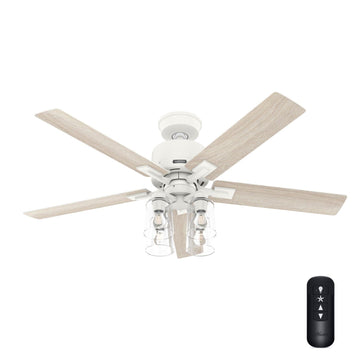 Techne with 4 Lights 52 inch Ceiling Fans Hunter Matte White - Light Oak 