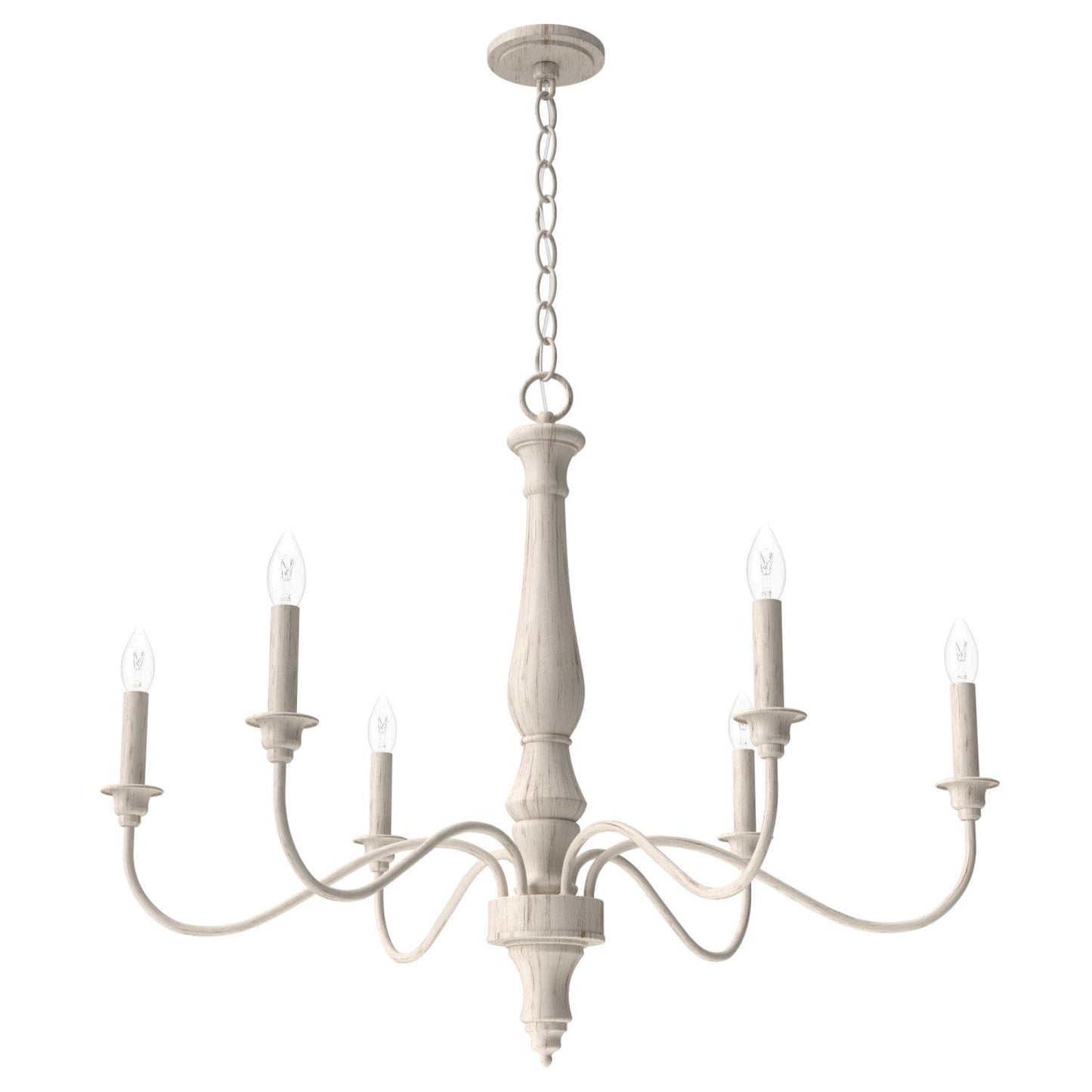 Teren 6 Light Chandelier Lighting Hunter Distressed White - None 