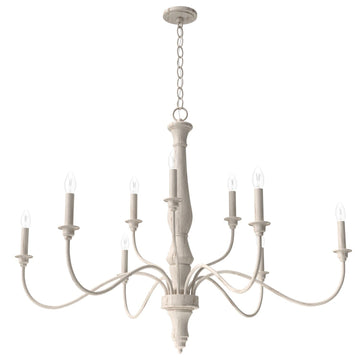 Teren 9 Light 2-Tier Chandelier Lighting Hunter Distressed White - None 