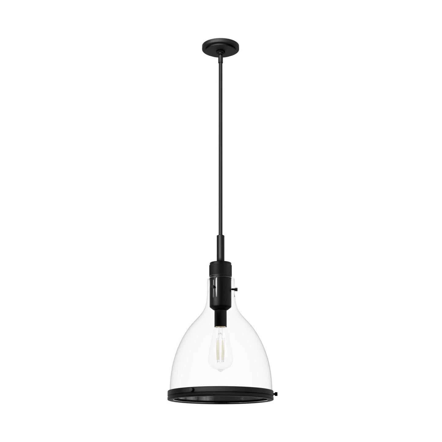 Van Nuys 1 Light Pendant 13 inch Lighting Hunter Matte Black - Clear 