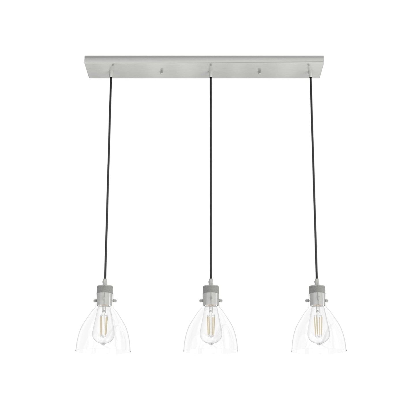 Van Nuys 3 Light Linear Cluster Lighting Hunter Brushed Nickel - Clear 