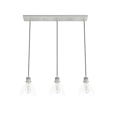 Van Nuys 3 Light Linear Cluster Lighting Hunter Brushed Nickel - Clear 