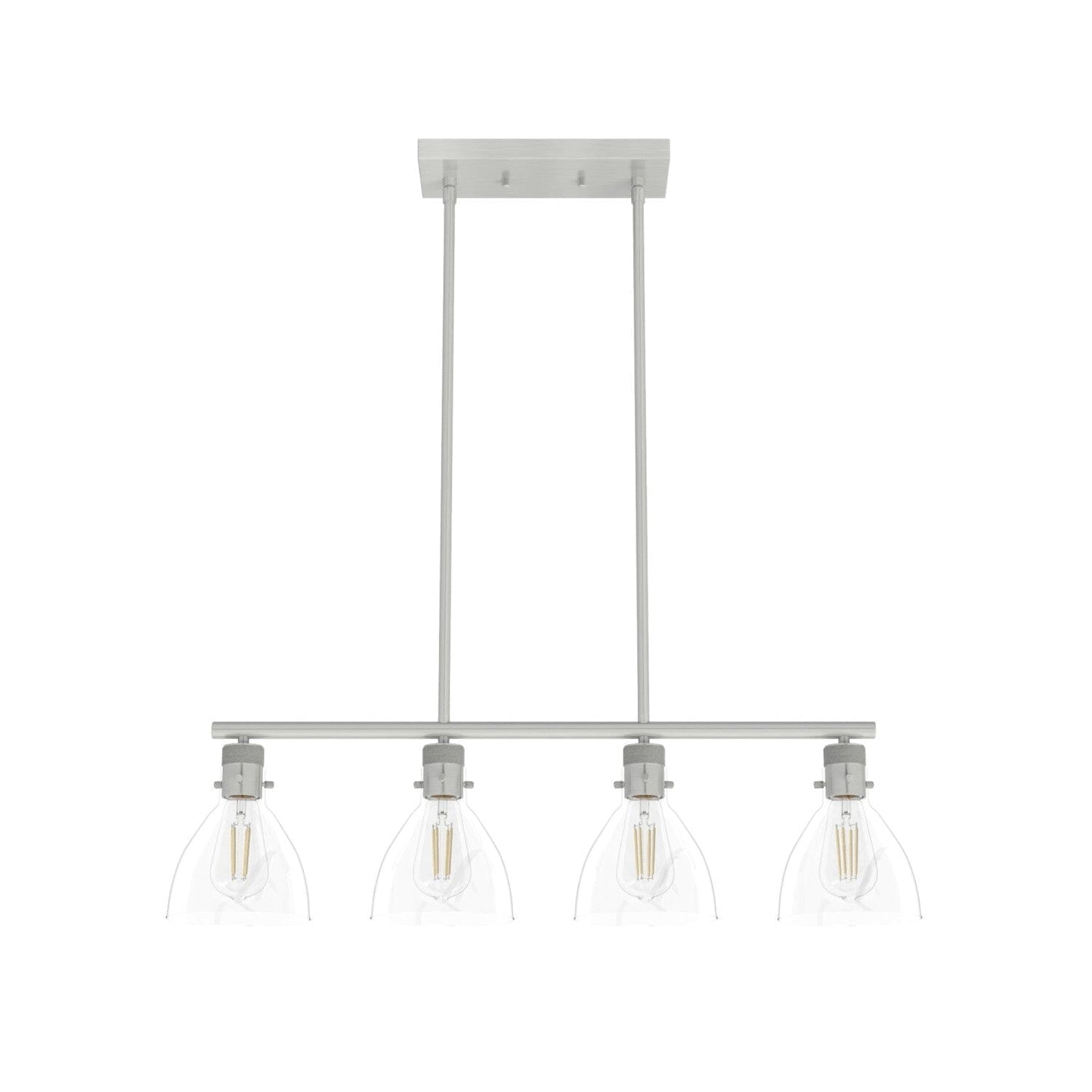 Van Nuys 4 Light Linear Chandelier Lighting Hunter Brushed Nickel - Clear 