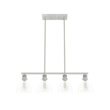 Van Nuys 4 Light Linear Chandelier Lighting Hunter Brushed Nickel - Clear 