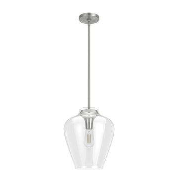 Vidria Clear Glass 1 Light 12 Inch Pendant Lighting Hunter Brushed Nickel - Clear 