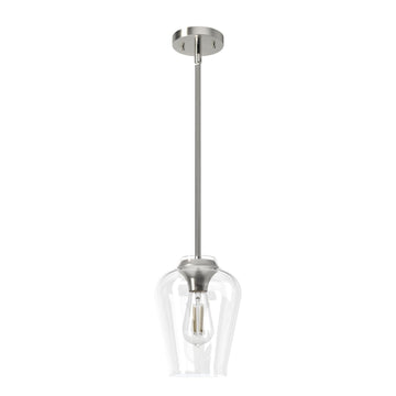 Vidria Clear Glass 1 Light 7.25 Inch Mini Pendant Lighting Hunter Brushed Nickel - Clear 