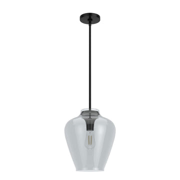 Vidria Smoked Glass 1 Light 12 Inch Pendant Lighting Hunter Matte Black - Smoked 