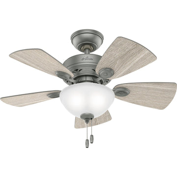 Watson with Light 34 inch Ceiling Fans Hunter Matte Silver - Light Gray Oak 