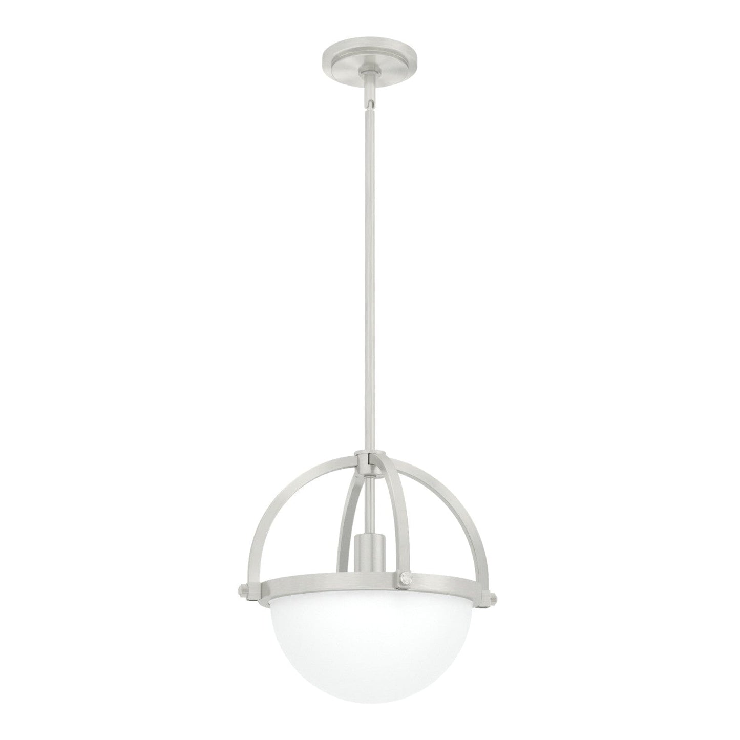 Wedgefield 1 Light Pendant Lighting Hunter Brushed Nickel - Frosted Cased White 