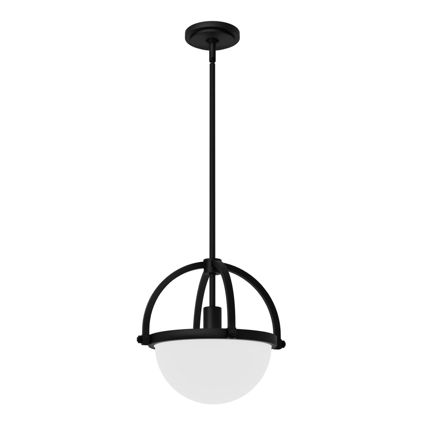 Wedgefield 1 Light Pendant Lighting Hunter Matte Black - Frosted Cased White 