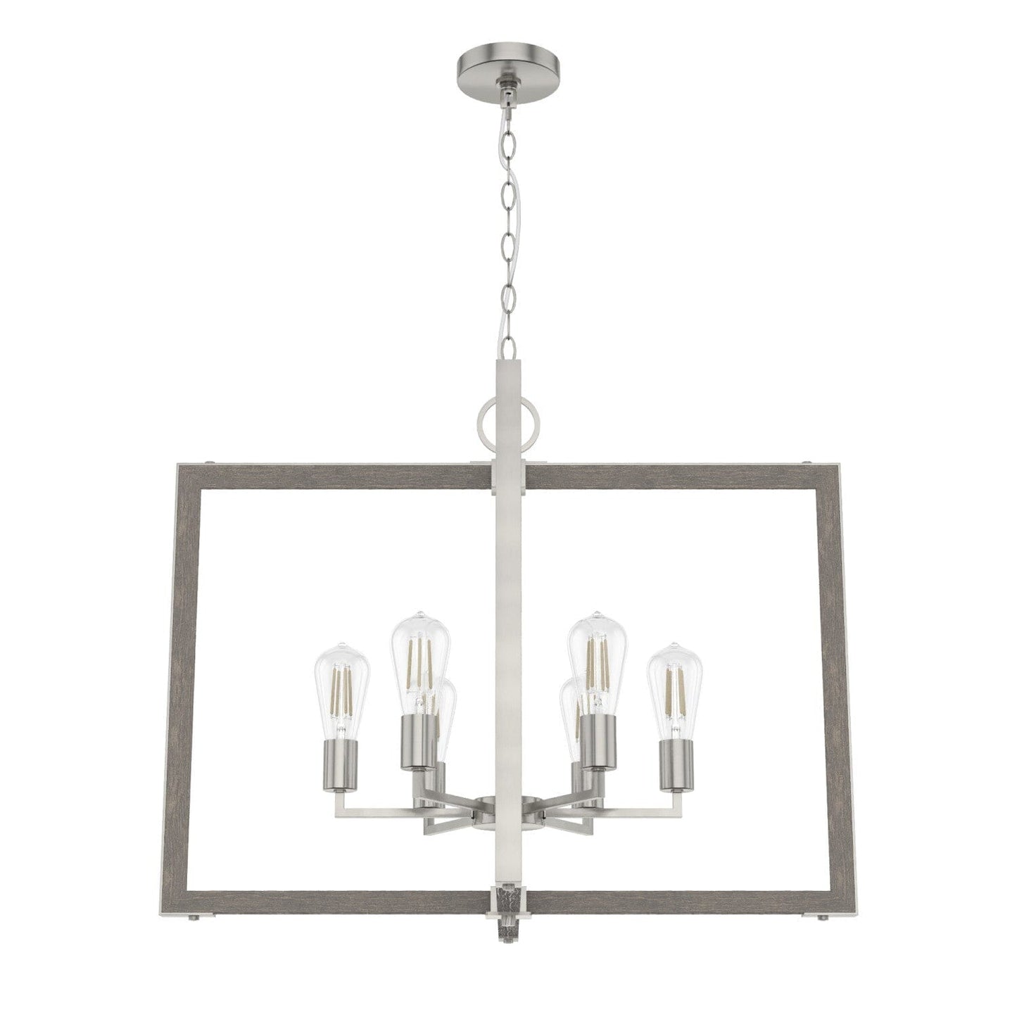 Woodburn 6 Light 30 Inch Foyer Pendant Lighting Hunter Brushed Nickel - None 