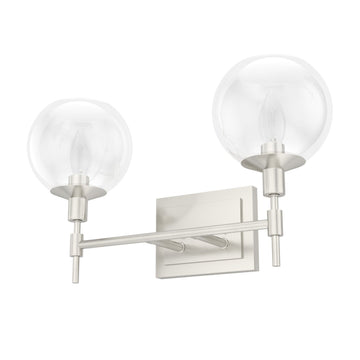 Xidane 2 Light Vanity Lighting Hunter Brushed Nickel - Clear 