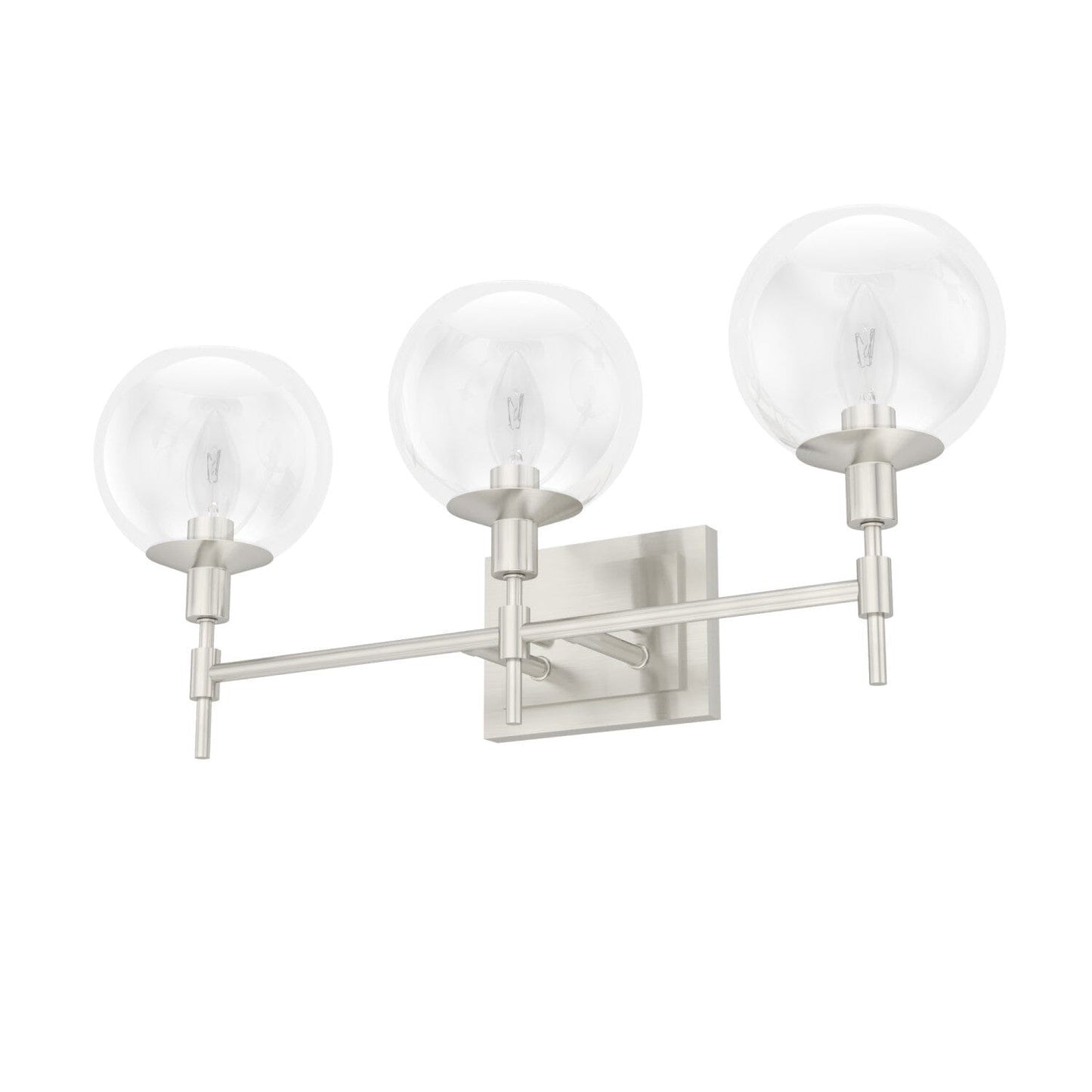 Xidane 3 Light Vanity Lighting Hunter Brushed Nickel - Clear 