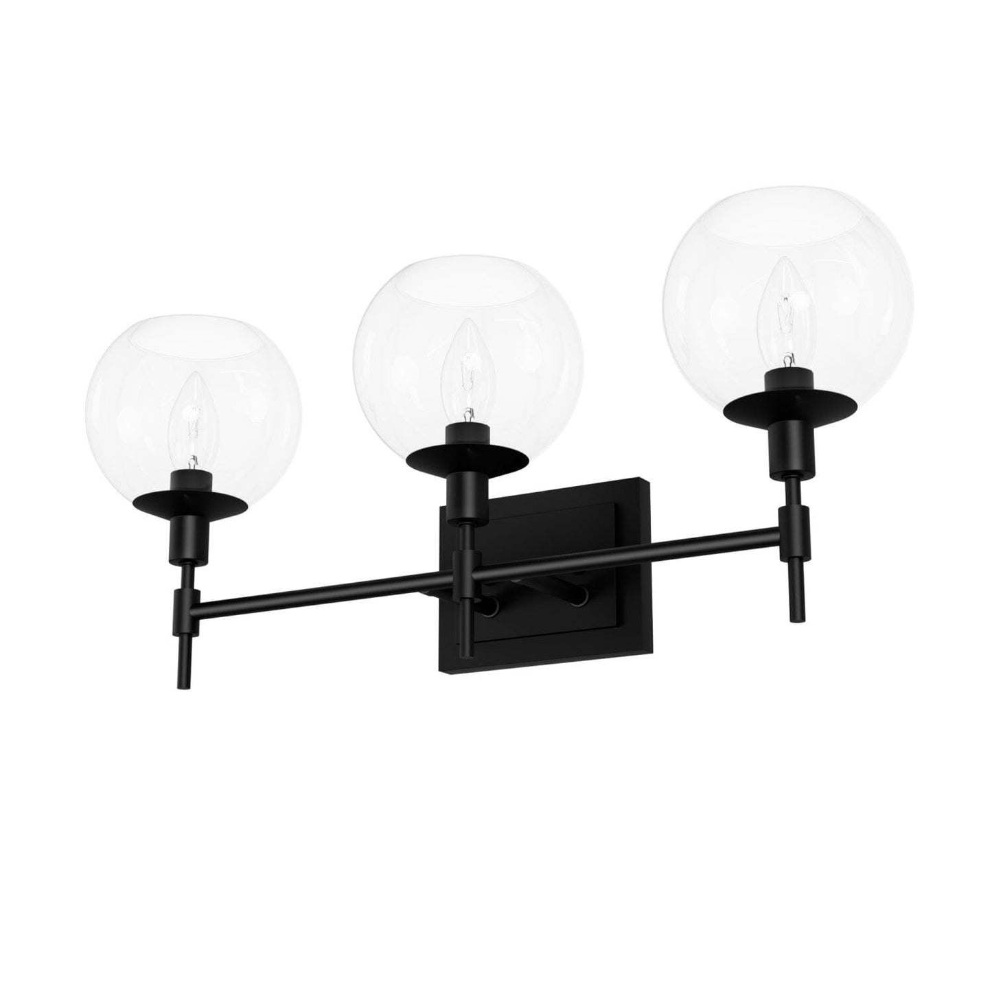 Xidane 3 Light Vanity Lighting Hunter Matte Black - Clear 