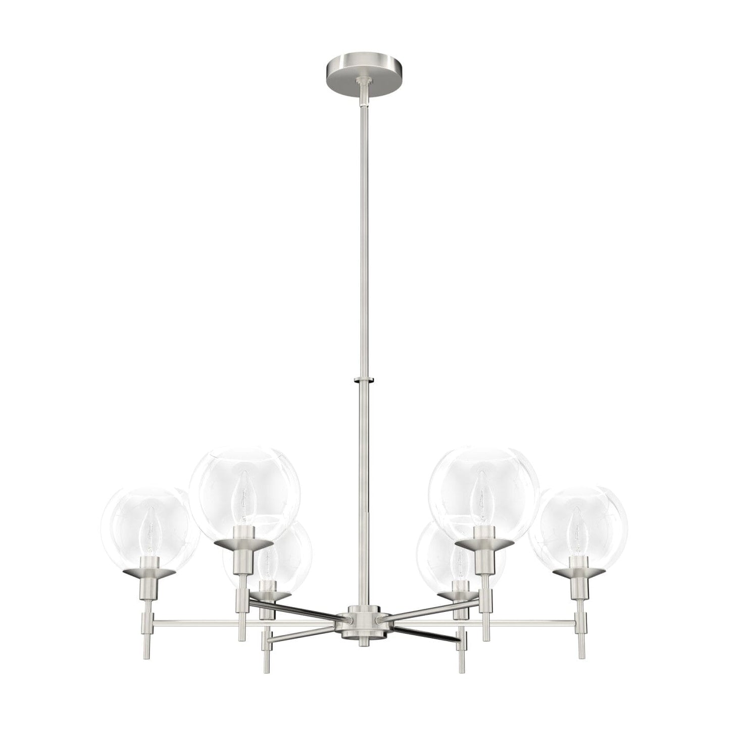 Xidane 6 Light Chandelier Lighting Hunter Brushed Nickel - Clear 