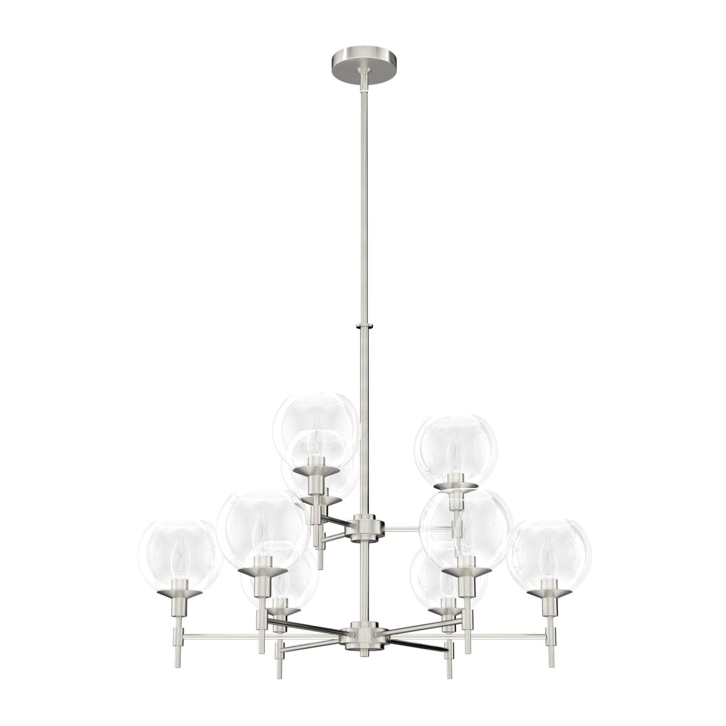 Xidane 9 Light 2 Tier Chandelier Lighting Hunter Brushed Nickel - Clear 