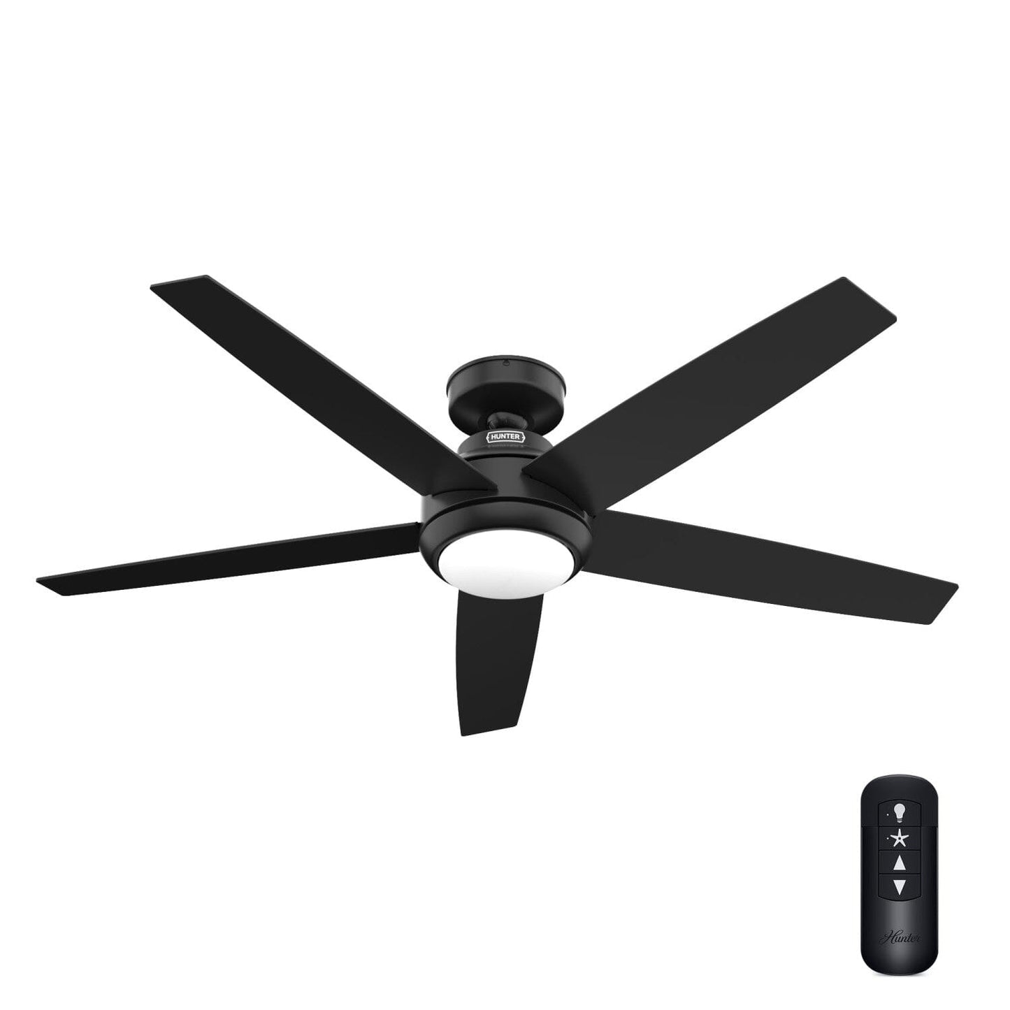 Zayden with LED Light - 52 inch Ceiling Fans Hunter Matte Black - Matte Black 