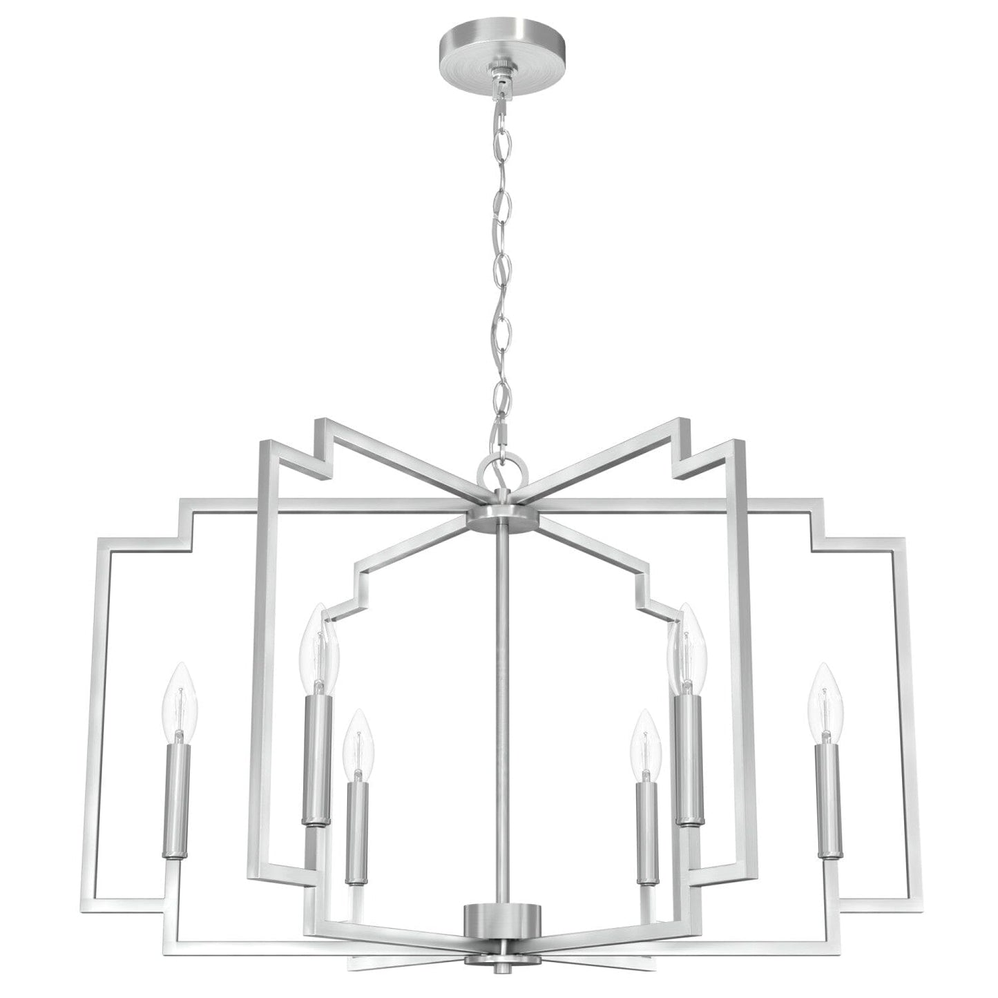 Zoanne 6 Light Chandelier 30 Inch Lighting Hunter Brushed Nickel - None 