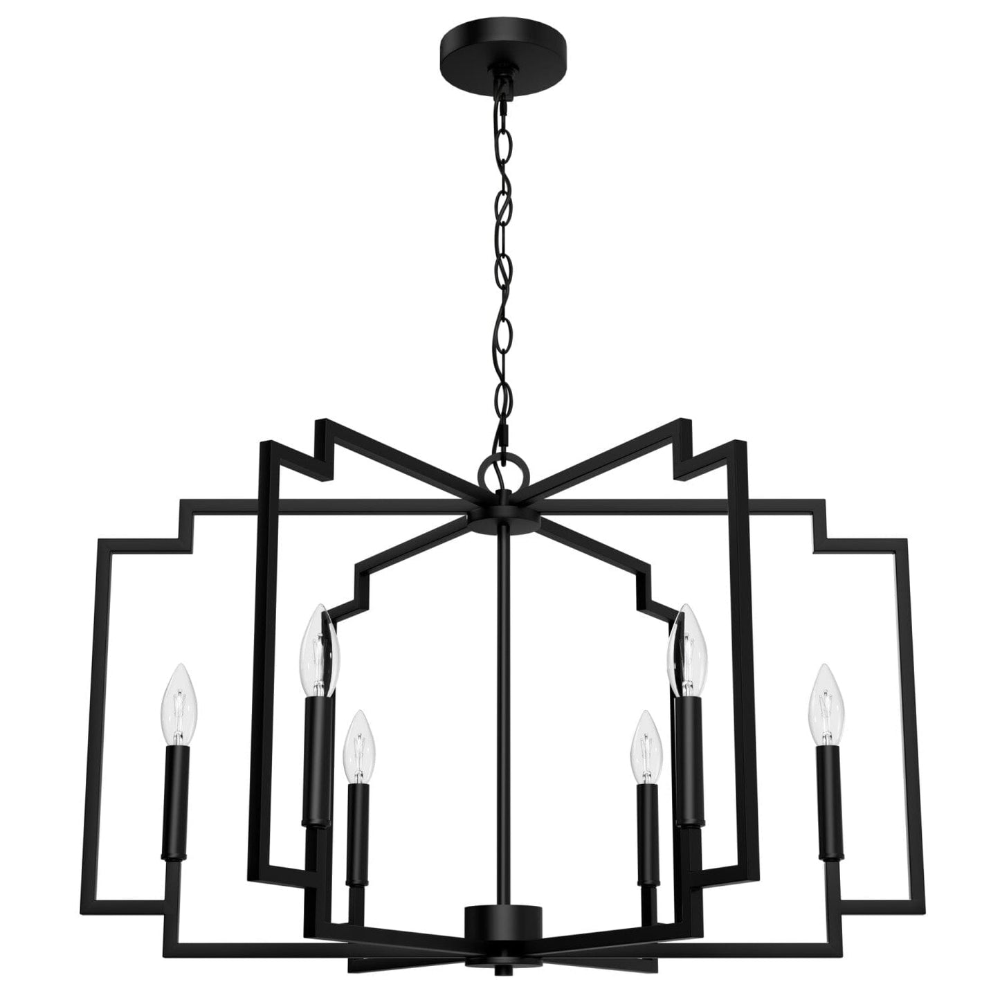 Zoanne 6 Light Chandelier 30 Inch Lighting Hunter Matte Black - None 